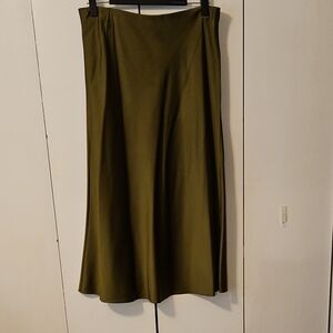 J. Crew Slip Skirt, Olive, Size Large
